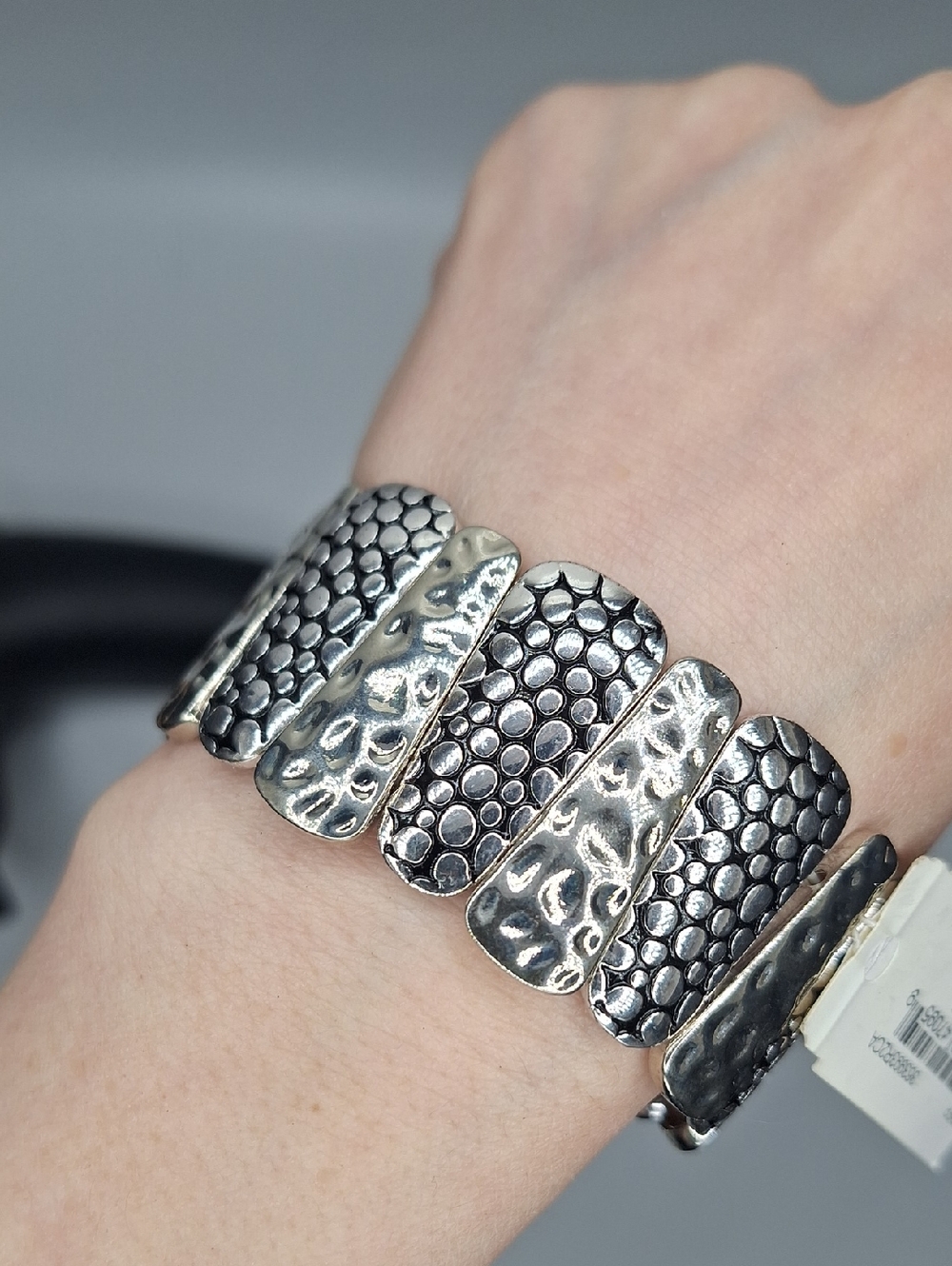 Erica Lyons Silver-Tone Textured Stretch Bracelet